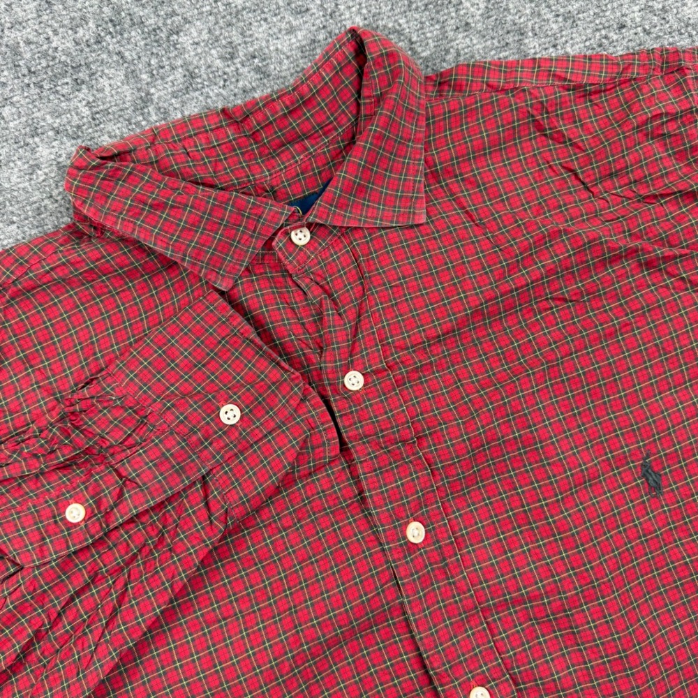 Polo Ralph Lauren‎ Button Down Shirt 2XB Red Plaid Long Sleeve Mens